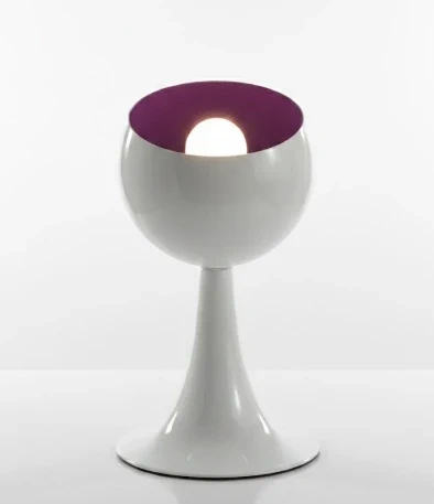 Vintage Style Table Lamp - White with Purple Glow