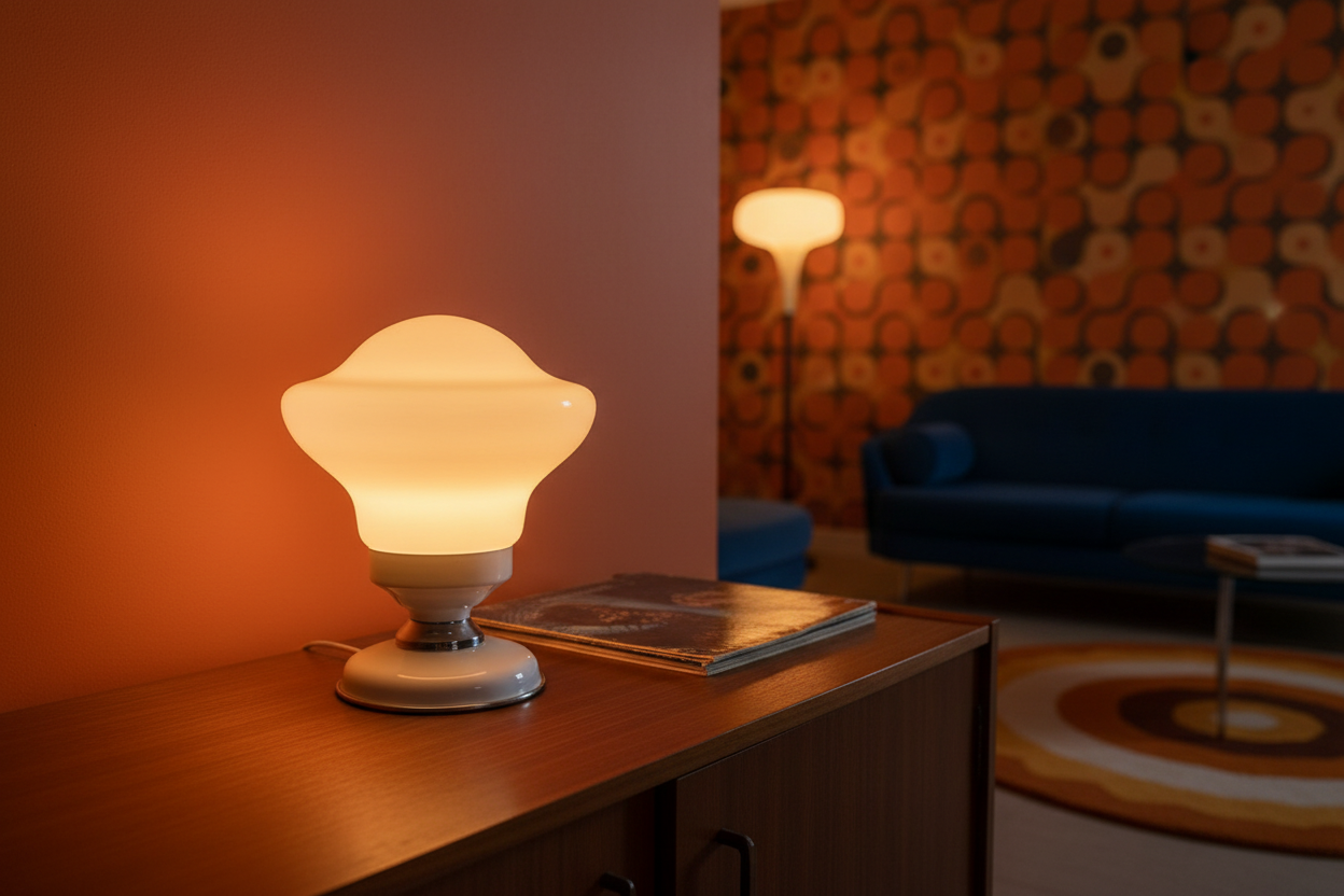 Sfeerfoto — Space Age interieur warm licht