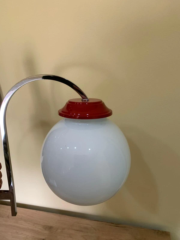 Space Age Wall Lamp with Red Shade and Chrome Arm - Custom Made Vintage Lighting