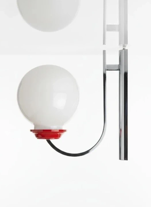 Space Age Wall Lamp with Red Shade and Chrome Arm - Custom Made Vintage Lighting