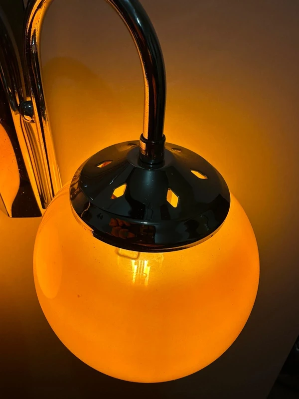 Retro Space Age Wall Lamp - Double Orange Globes with Chrome