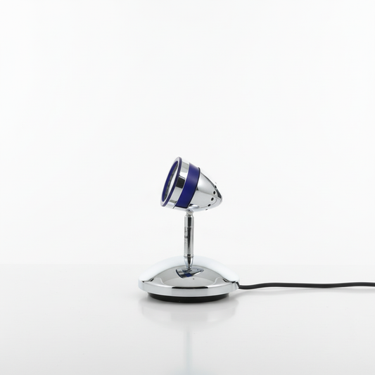Hero shot of Endon desk lamp with blue chrome shade