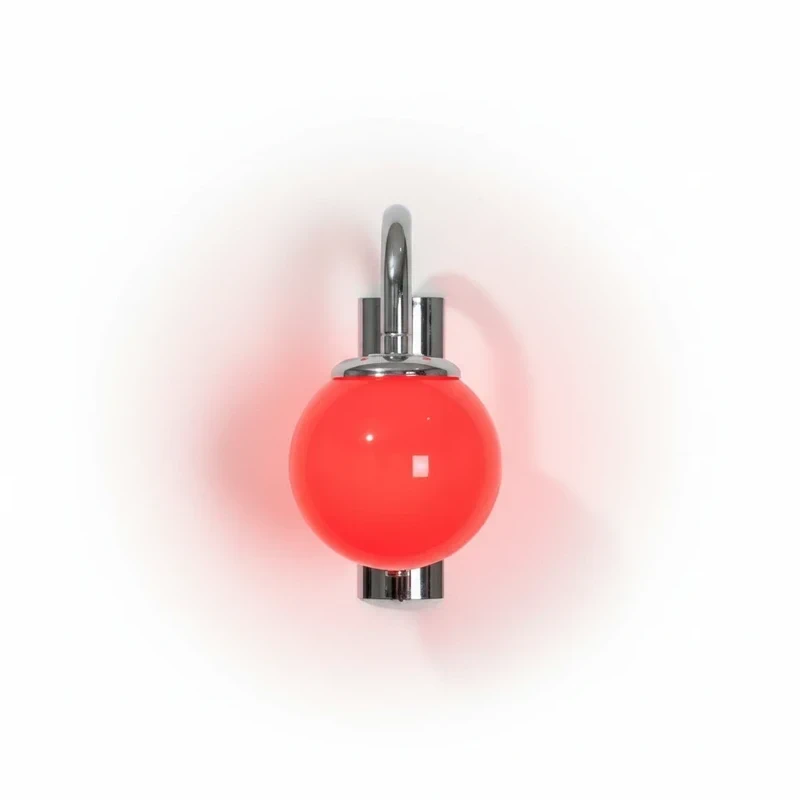 Space Age Wall Lamp - Chrome Base with Red Glass Globe