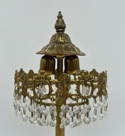 Vintage Table Lamp - Brass Base with Crystal Ornaments