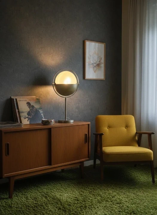 Mid-Century Modern Table Lamp - Sculptural Champagne Gold Design