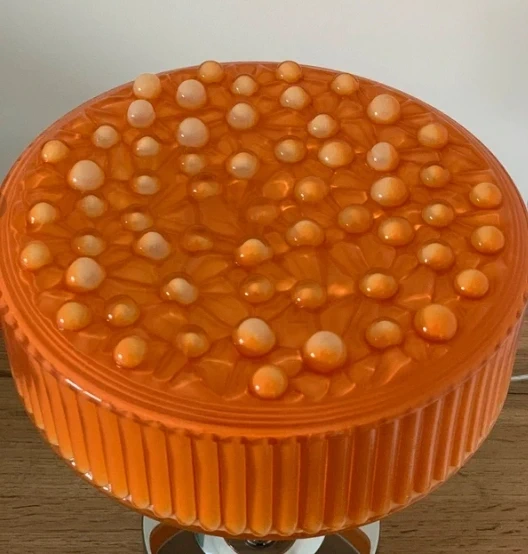 Space Age Table Lamp - Orange Bubble Glass with Custom Chrome Base