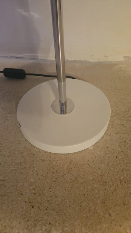 Mid-Century Modern Table Lamp - Chrome with Off-White Cylindrical Shade
