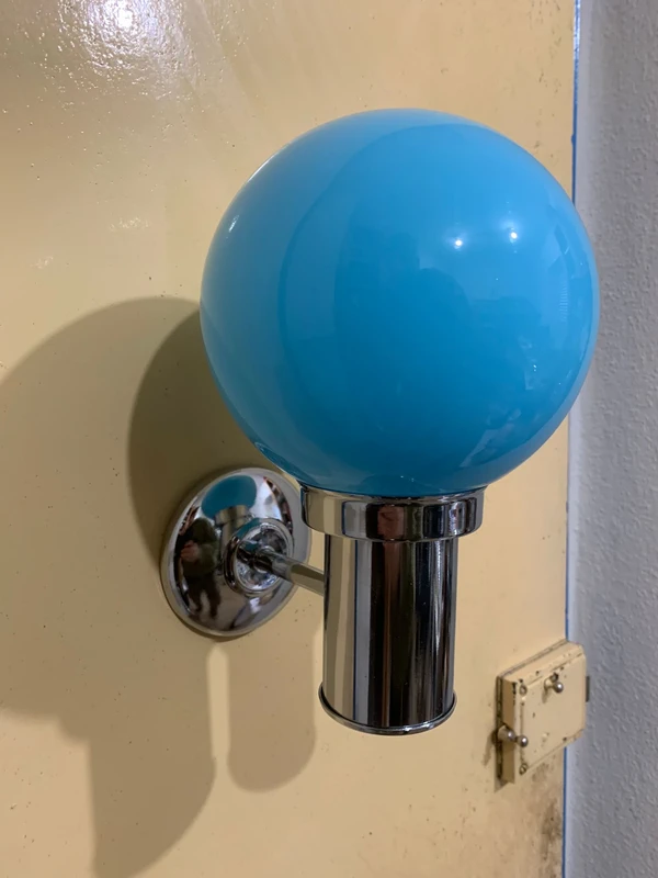Space Age Wall Lamp with Blue Globe and Chrome Base - Vintage Lighting