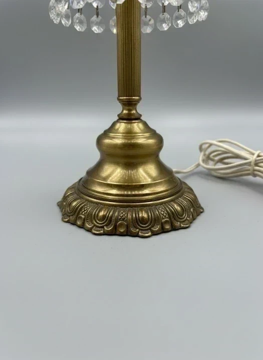 Vintage Table Lamp - Brass Base with Crystal Ornaments
