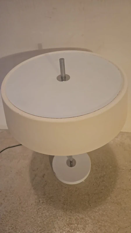 Mid-Century Modern Table Lamp - Chrome with Off-White Cylindrical Shade